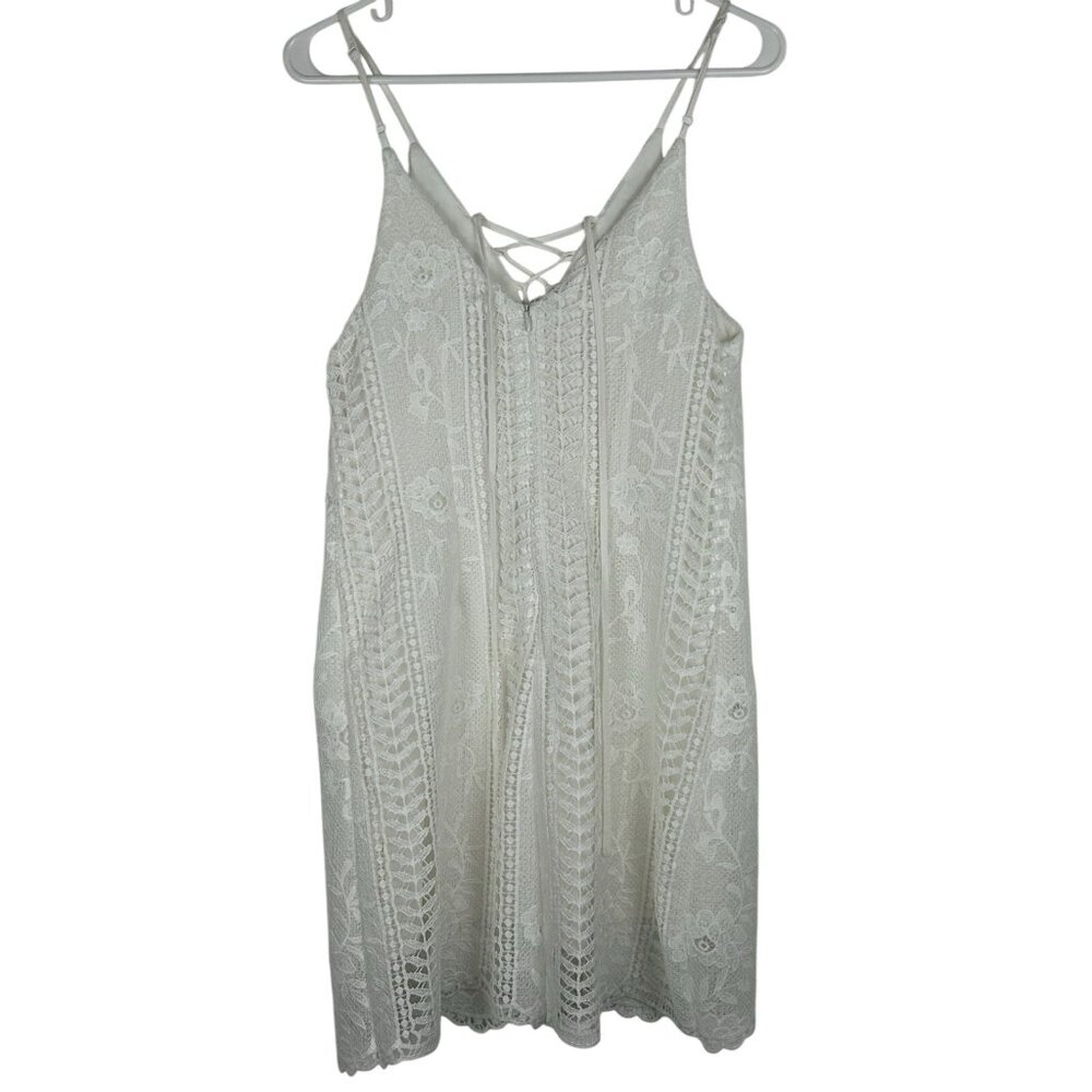 Astr The Label Anthropologie Dress Women S  White Mini Sleeveless Shift Lace Boh - Picture 2 of 13